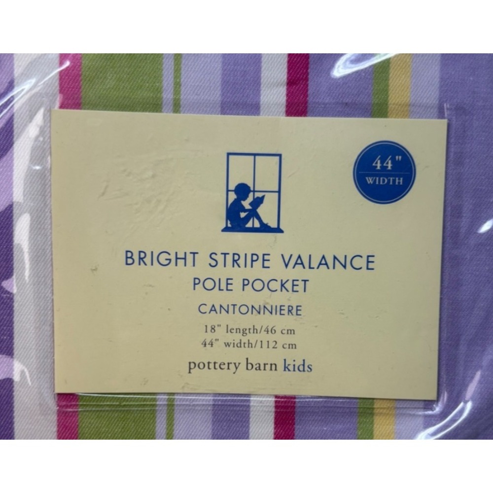 Pottery Barn Kids Bright Stripe Valance Pole Pocket Top Treatment 44X18 NEW‎ - Picture 4 of 4